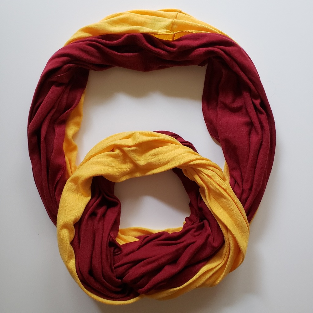 Garnet and Gold Infinity Scarf 60 Inches